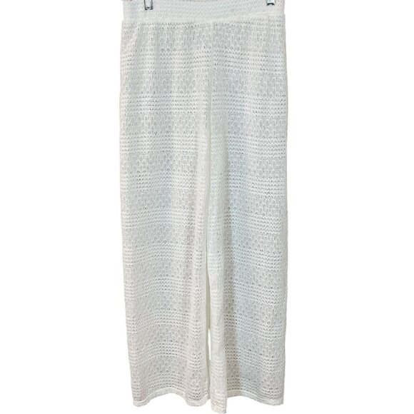 Catherine Malandrino 1-pc Adjust Strap Ruffle Neck Swimsuit Crochet Pants 12 NWT - Picture 7 of 10